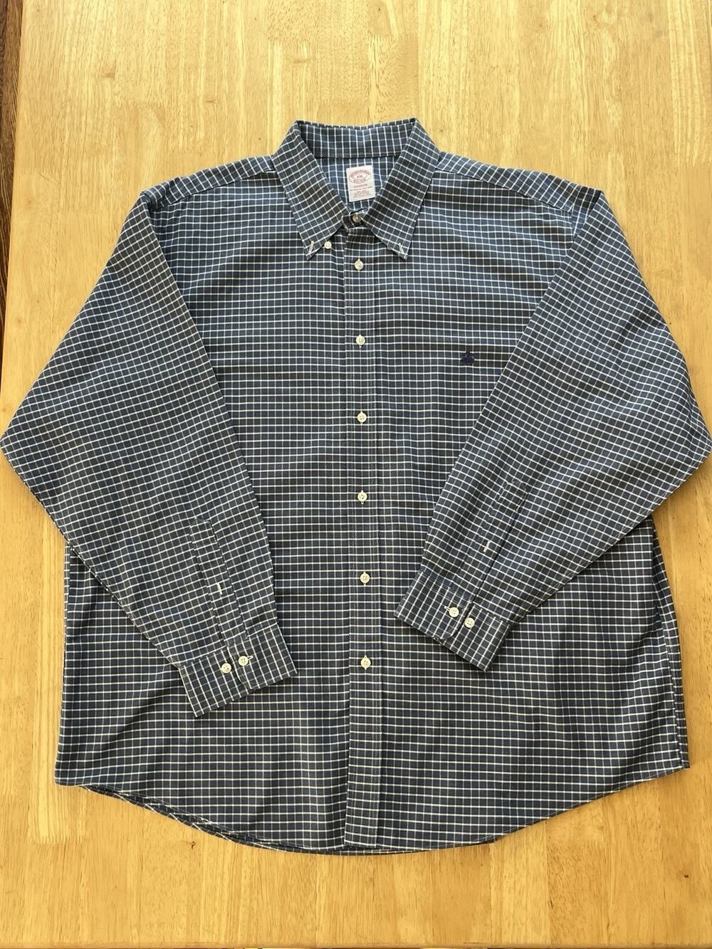 Brooks Brothers Madison Men's XXL Blue/White 100% Cotton Button-Down Shirt